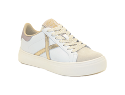 SNEAKERS RETE SKY 78 IN PELLE BIANCA E ORO